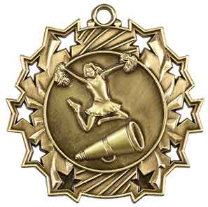 Cheerleading Ten Star Engraved Medal