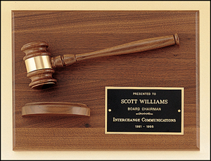 Engravable Walnut Gavel Plaque with Sounding Board