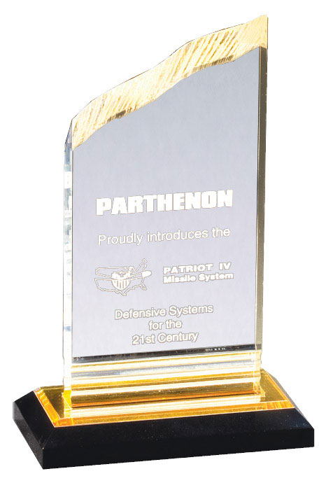 Gold reflection series engravable acrylic award on black base