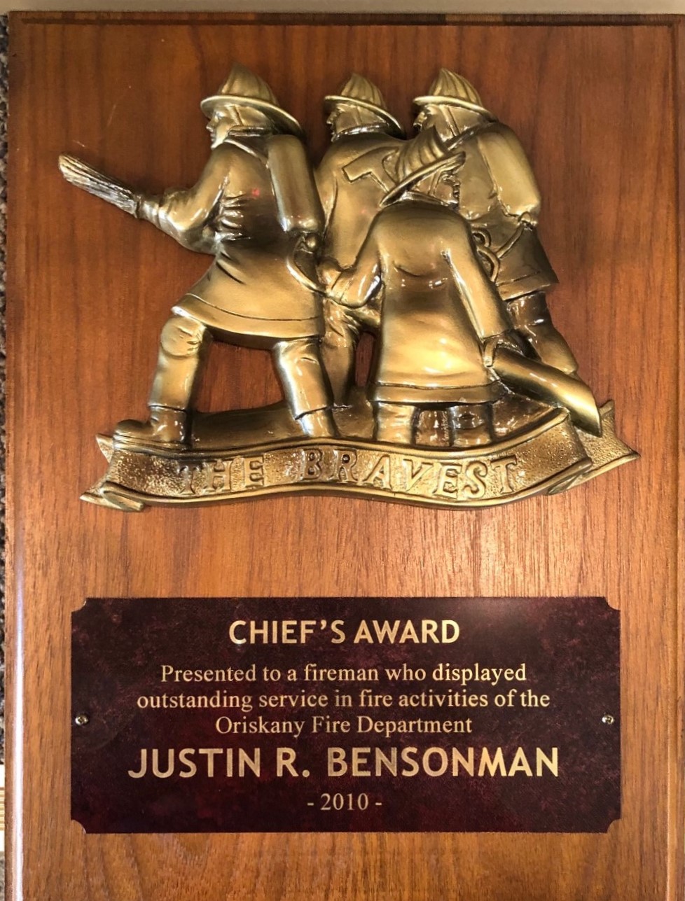 Engravable Fire Department Bravest Plaque Award
