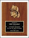 Walnut Plaque With Fire Head Casting