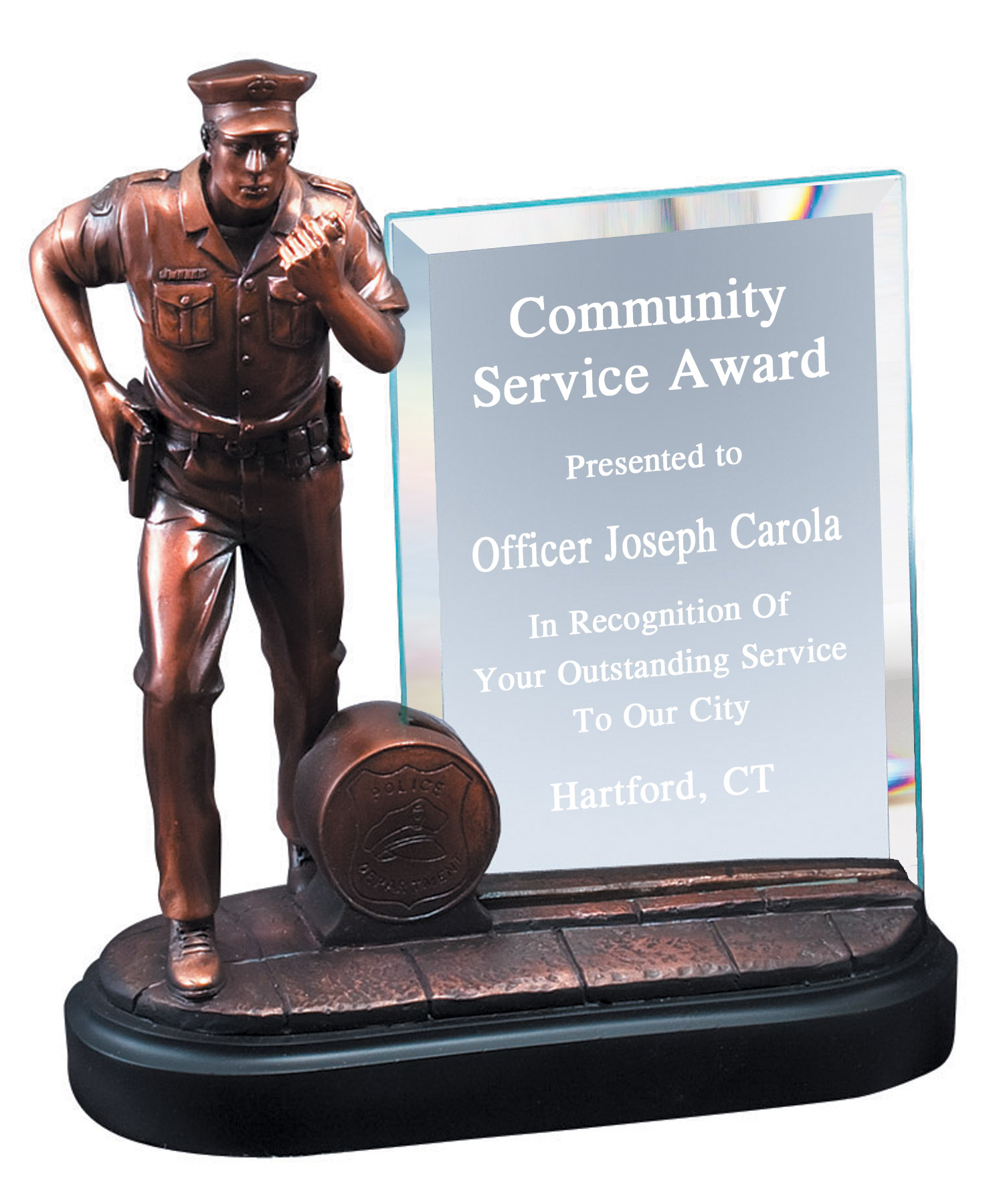 Engravable Law enforcement resin/glass award plaque