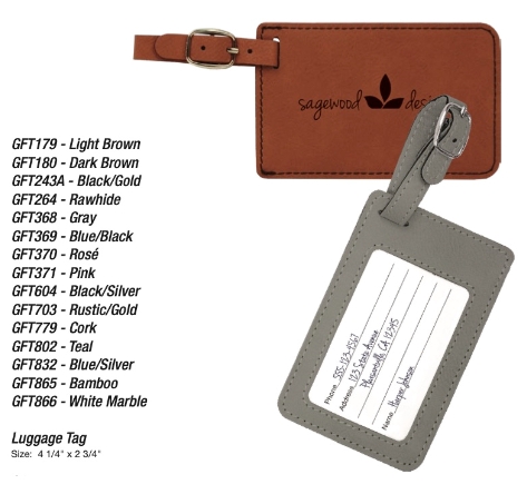 Engraved Personalized Leatherette Luggage Tags
