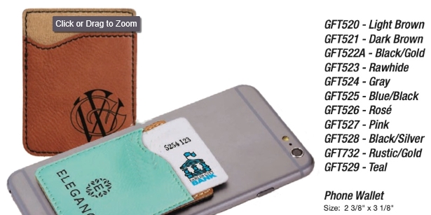 Engraved Personalized Leatherette Phone Wallet