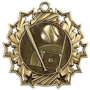 Baseball Ten Star Engraved Medal