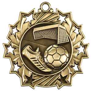 Soccer Ten Star Engraved Medal