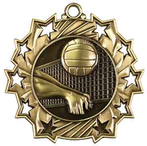 Volleyball Ten Star Engraved Medal