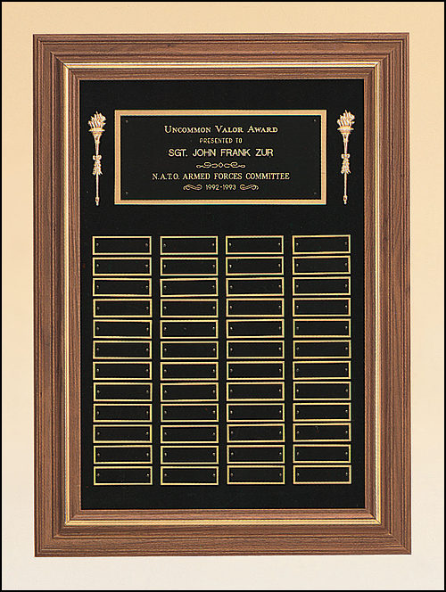 Walnut frame perpetual plaque with plates